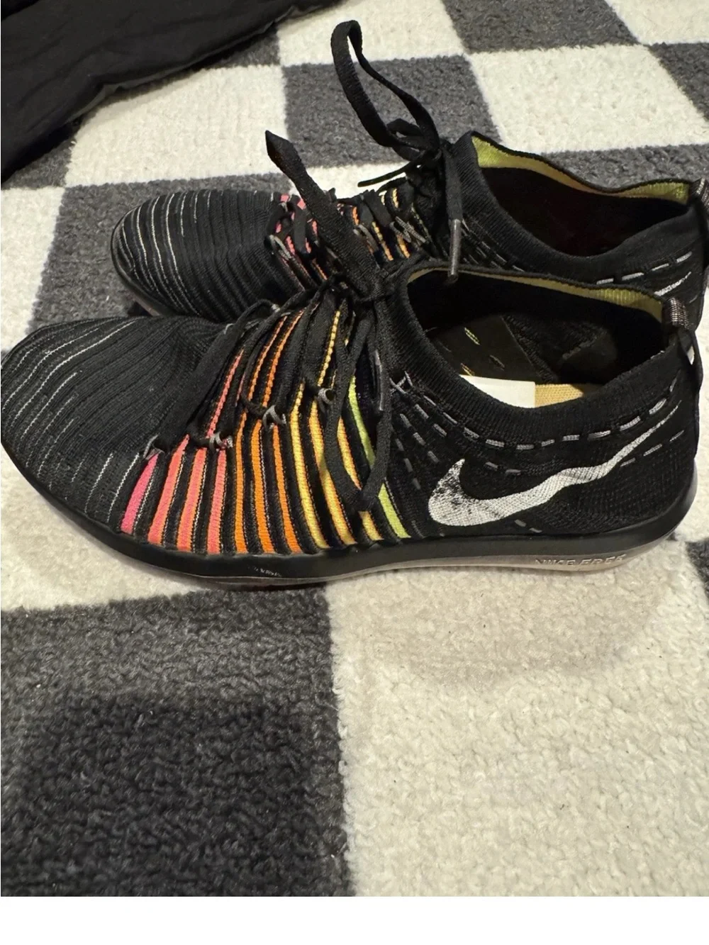 Nike Black Knit Sneakers with Orange-Yellow Gradient Insole - Picture 3 of 8